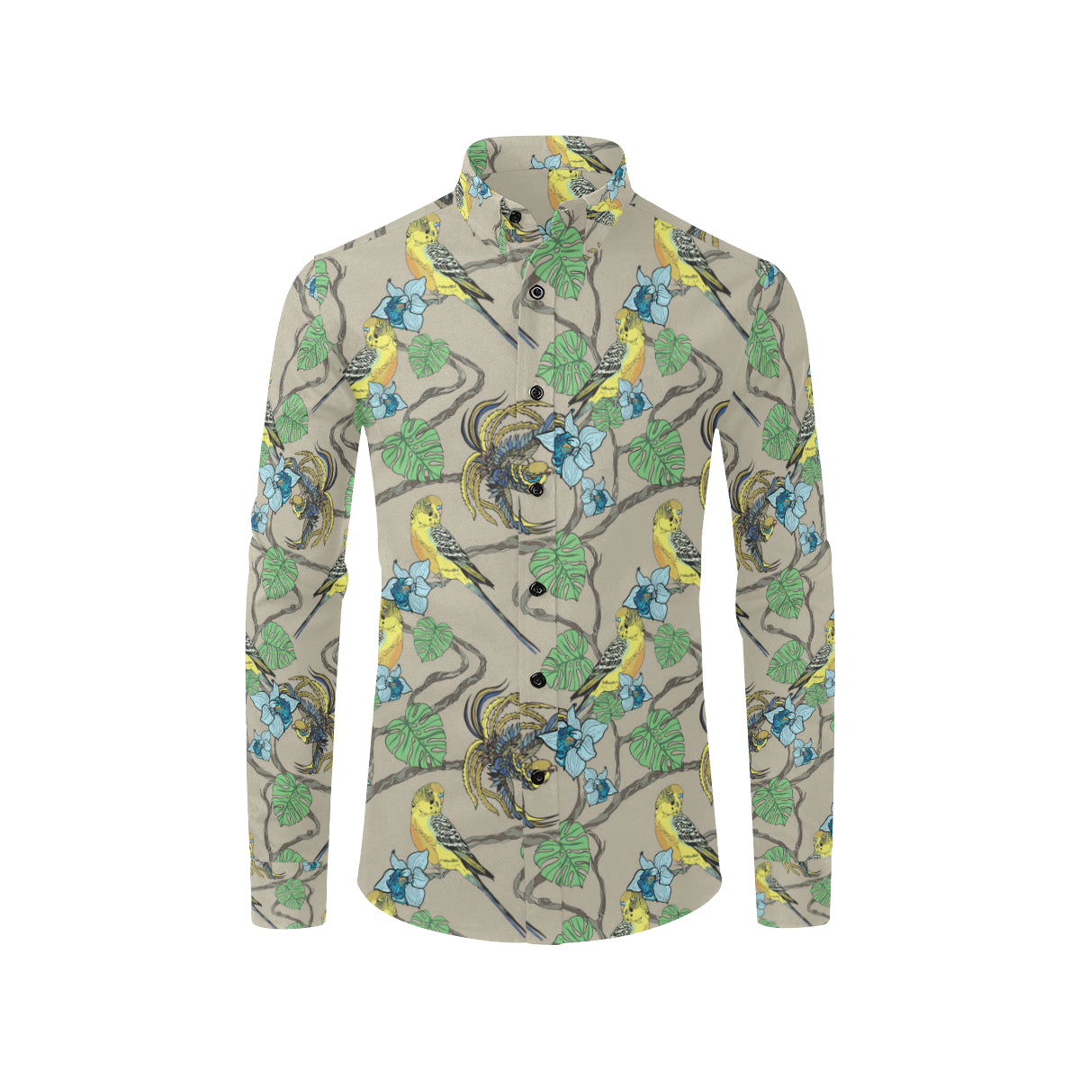 Parakeet Pattern Print Design A02 Men's Long Sleeve Shirt