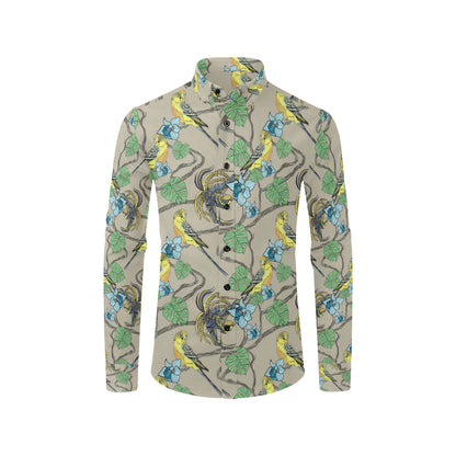 Parakeet Pattern Print Design A02 Men's Long Sleeve Shirt