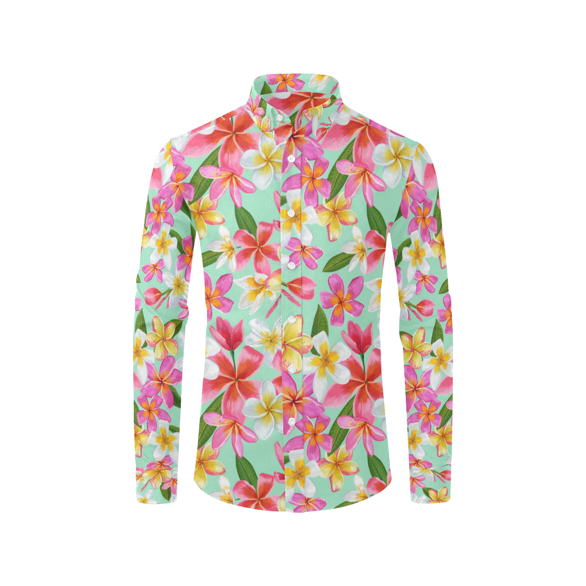 Plumeria Pattern Print Design PM014 Men's Long Sleeve Shirt