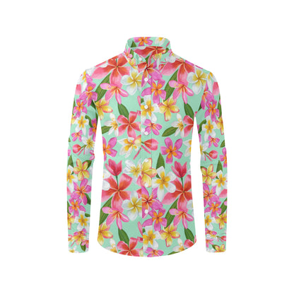 Plumeria Pattern Print Design PM014 Men's Long Sleeve Shirt