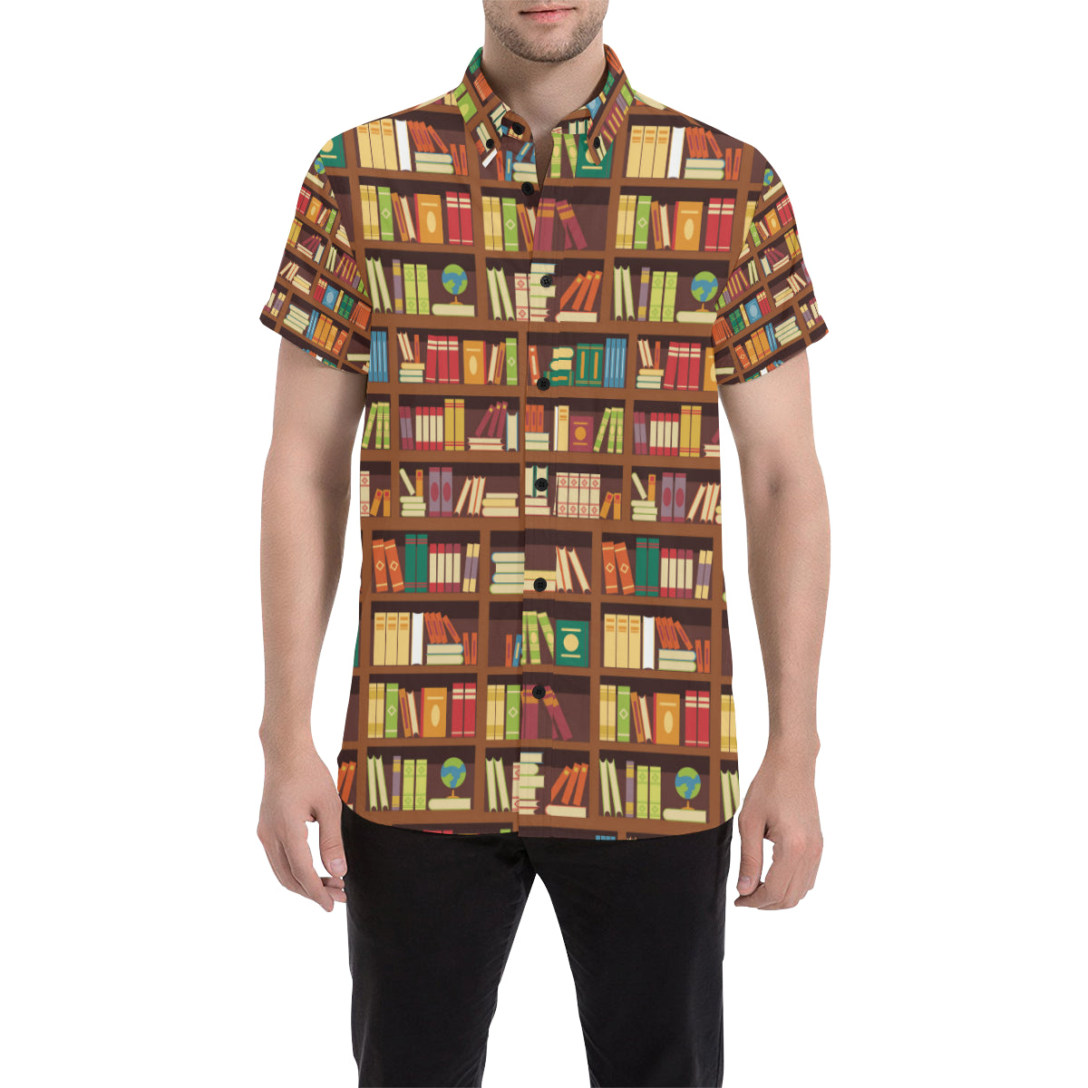 Book Pattern Print Design 06 Men's Short Sleeve Button Up Shirt