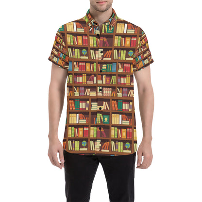Book Pattern Print Design 06 Men's Short Sleeve Button Up Shirt