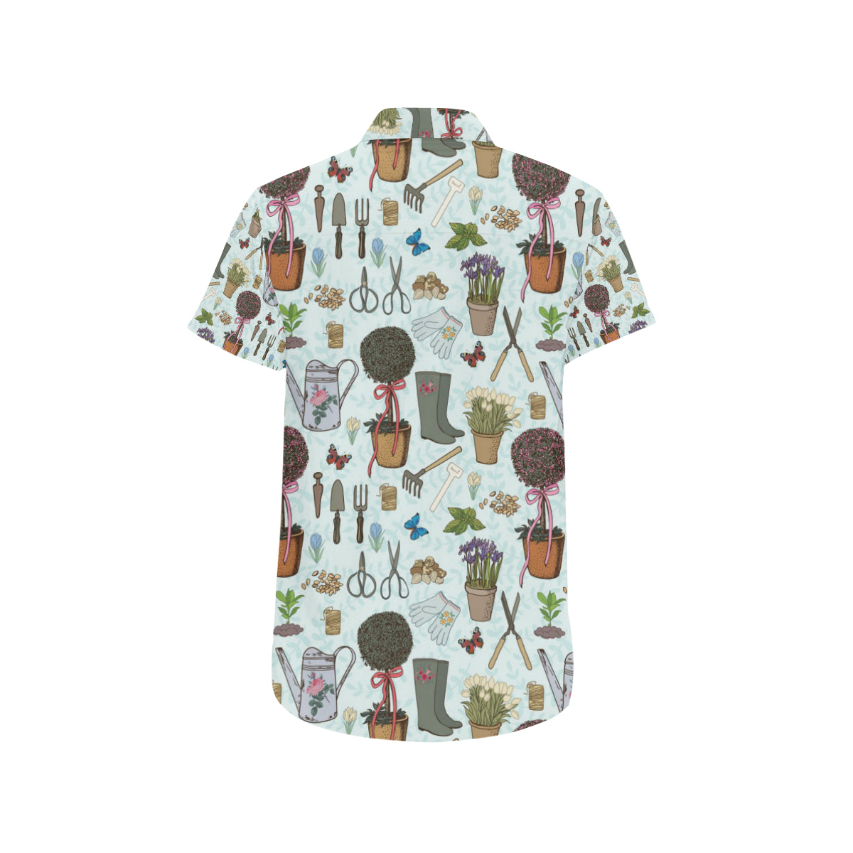 Gardening Pattern Print Design G01 Men's Short Sleeve Button Up Shirt