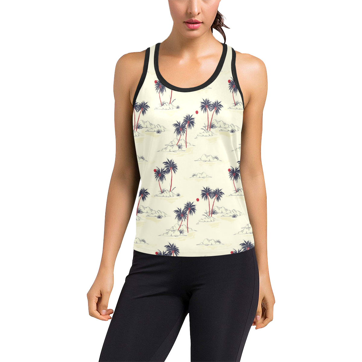 Palm Tree Pattern Print Design PT08 Women's Racerback Tank Top