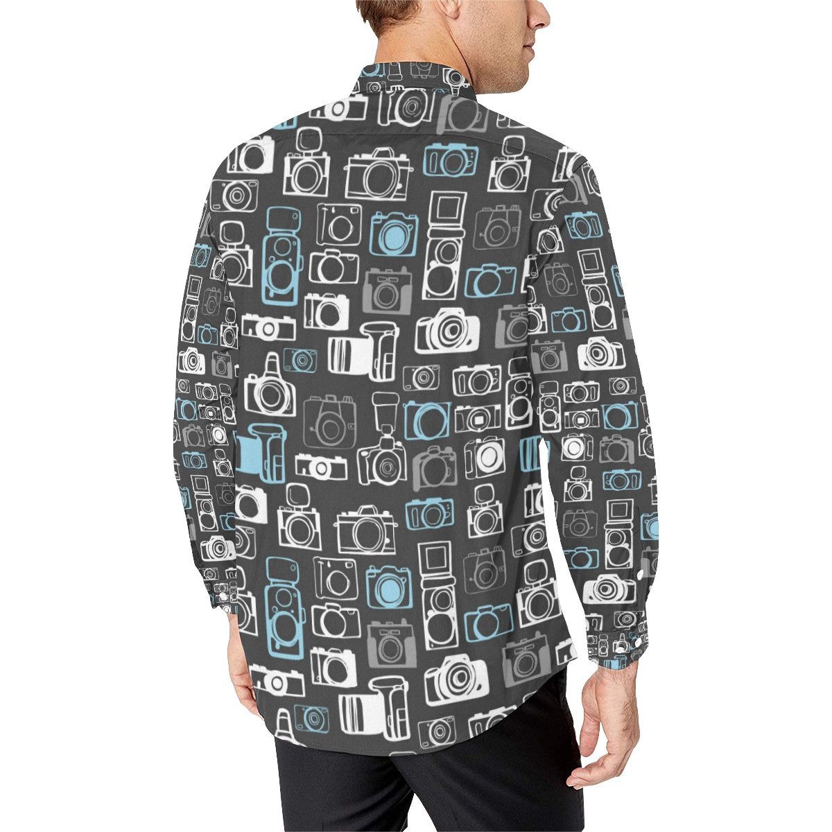 Camera Pattern Print Design 04 Men's Long Sleeve Shirt