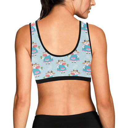 Cattle Happy Pattern Print Design 03 Sports Bra