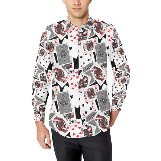 Poker Cards Pattern Print Design A04 Men's Long Sleeve Shirt