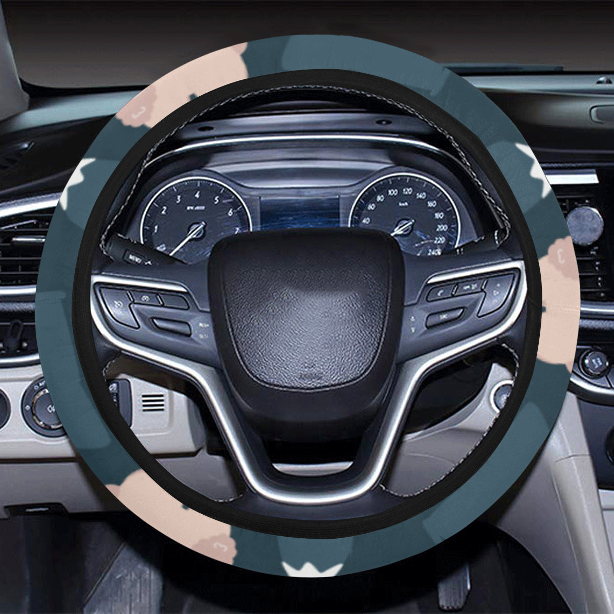 Llama Pattern Print Design 06 Steering Wheel Cover with Elastic Edge