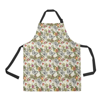 Butterfly Flower Pattern Print Design 06 Apron with Pocket