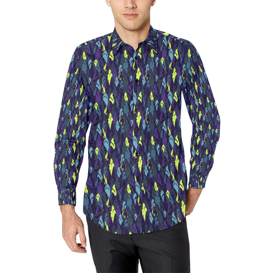 Shark Neon color Print Men's Long Sleeve Shirt