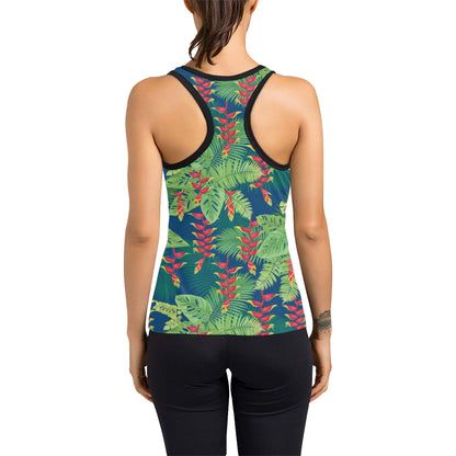 Heliconia Pattern Print Design HL08 Women's Racerback Tank Top