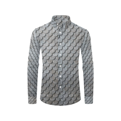 Armor Scales Pattern Print Design 03 Men's Long Sleeve Shirt