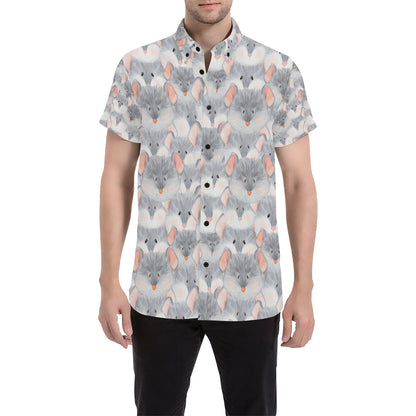 Rat Baby Pattern Print Design 02 Men's Short Sleeve Button Up Shirt