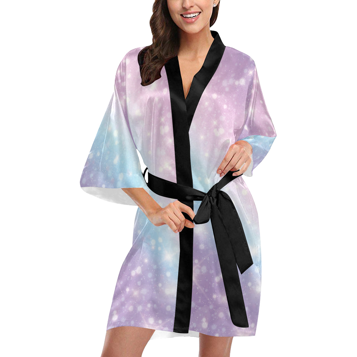 Cosmic Pastel Pattern Print Design 02 Women's Short Kimono