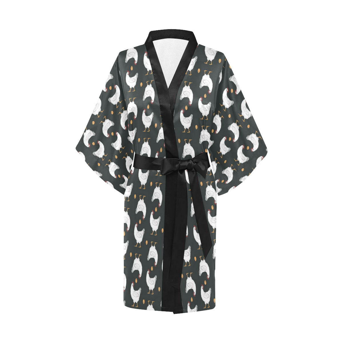 Chicken Pattern Print Design 06 Women's Short Kimono