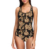 Brown Hibiscus Pattern Print Design HB06 Women Swimsuit