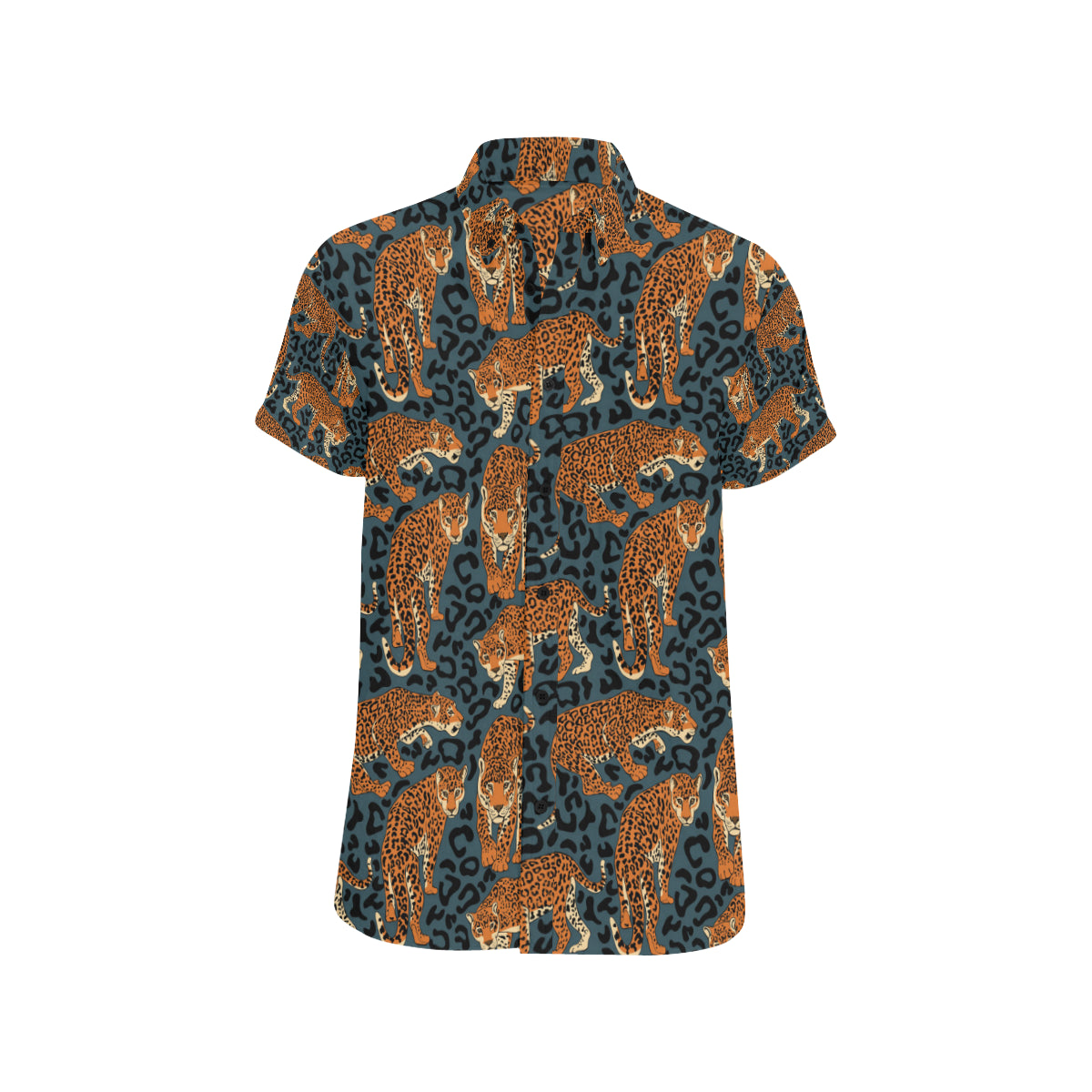 Jaguar Pattern Print Design 04 Men's Short Sleeve Button Up Shirt