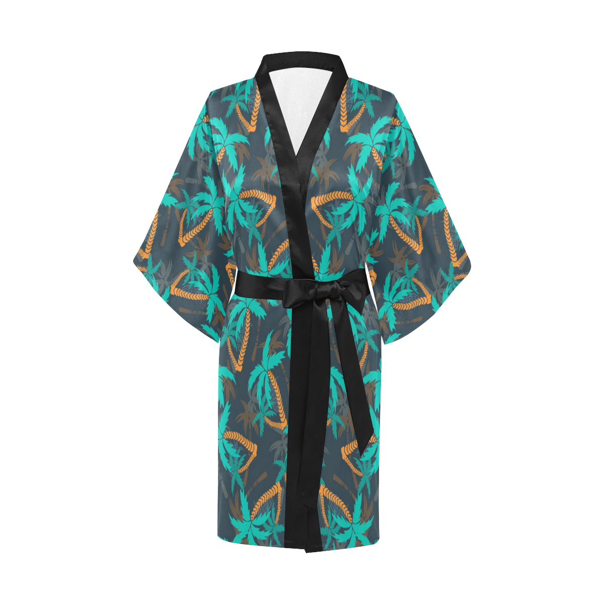 Palm Tree Pattern Print Design PT01 Women Kimono Robe