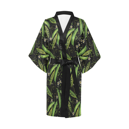 Peas Pattern Print Design A02 Women's Short Kimono