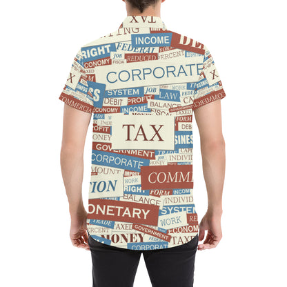 Accounting Financial Pattern Print Design 01 Men's Short Sleeve Button Up Shirt