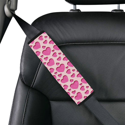Heart Pink Pattern Print Design HE06 Car Seat Belt Cover
