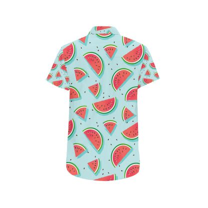 Watermelon Pattern Print Design WM03 Men's Short Sleeve Button Up Shirt