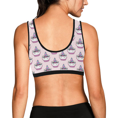 Cupcakes Unicorn Print Pattern Sports Bra