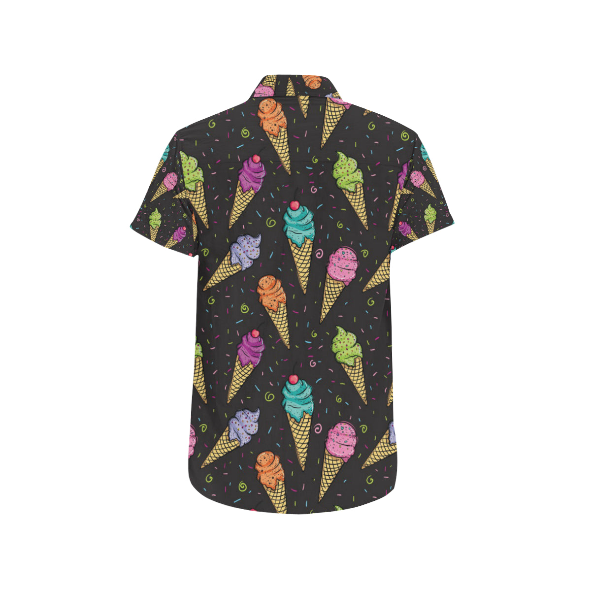 Ice Cream Pattern Print Design IC06 Men's Short Sleeve Button Up Shirt