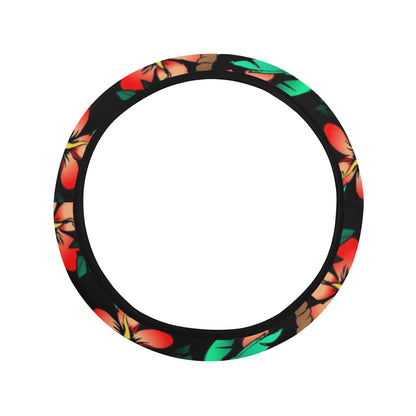Hawaiian Themed Pattern Print Design H022 Steering Wheel Cover with Elastic Edge