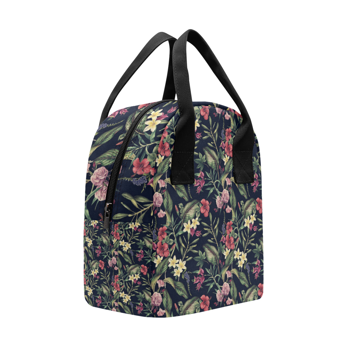 Tropical Flower Pattern Insulated Lunch Bag