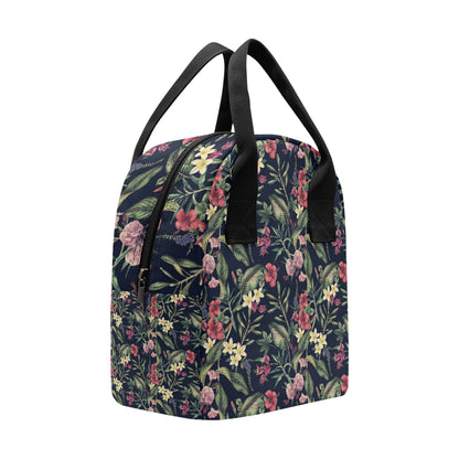 Tropical Flower Pattern Insulated Lunch Bag