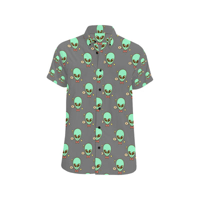 Alien Pattern Print Design 02 Men's Short Sleeve Button Up Shirt