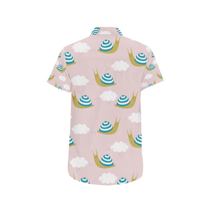 Snail Pattern Print Design 02 Men's Short Sleeve Button Up Shirt