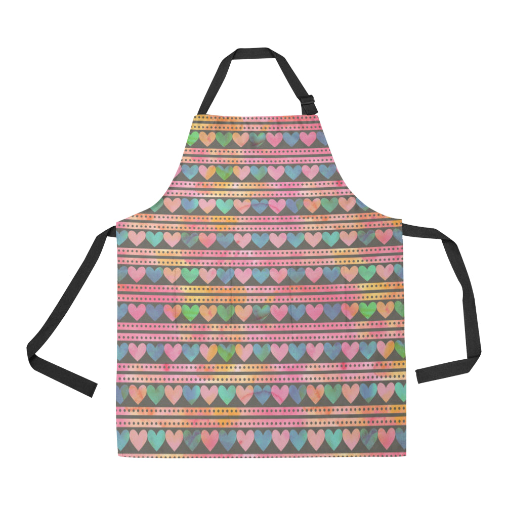 Heart Pattern Print Design HE010 Apron with Pocket