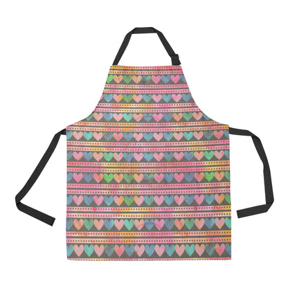 Heart Pattern Print Design HE010 Apron with Pocket