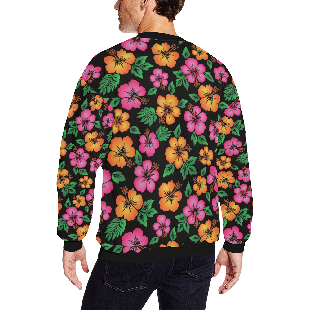 Hibiscus Pattern Print Design HB029 Men Long Sleeve Sweatshirt