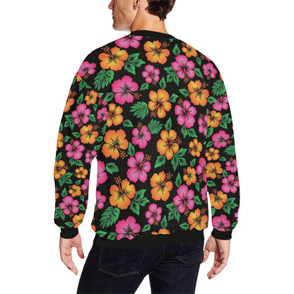 Hibiscus Pattern Print Design HB029 Men Long Sleeve Sweatshirt