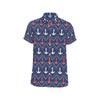 Anchor Pattern Print Design 07 Men's Short Sleeve Button Up Shirt