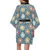 Hibiscus Pattern Print Design HB033 Women Kimono Robe