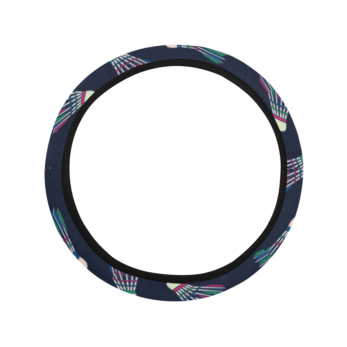 Badminton Ball Pattern Print Design 02 Steering Wheel Cover with Elastic Edge