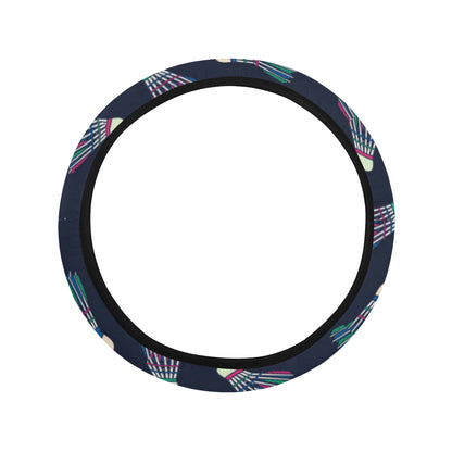 Badminton Ball Pattern Print Design 02 Steering Wheel Cover with Elastic Edge