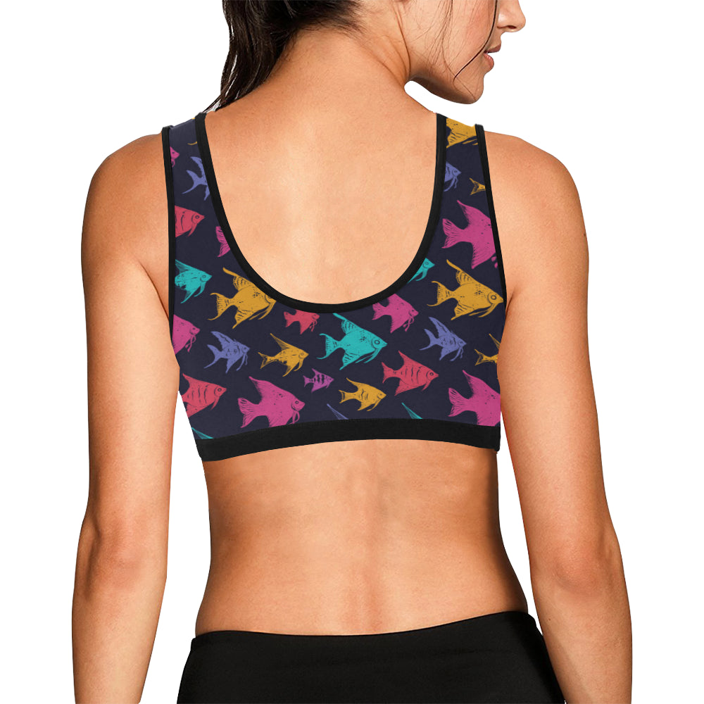 Angelfish Colorful Pattern Print Design 03 Sports Bra
