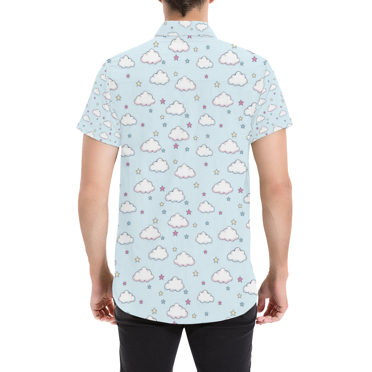 Cloud  Pattern Print Design 01 Men's Short Sleeve Button Up Shirt