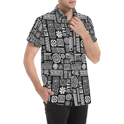 Polynesian Pattern Print Design A02 Men's Short Sleeve Button Up Shirt