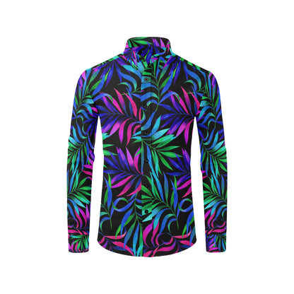 Tropical Flower Pattern Print Design TF010 Men's Long Sleeve Shirt