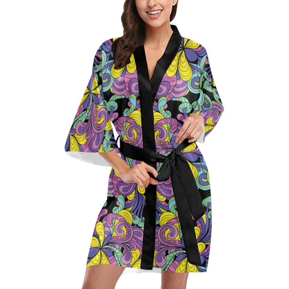 Psychedelic Pattern Print Design A04 Women's Short Kimono