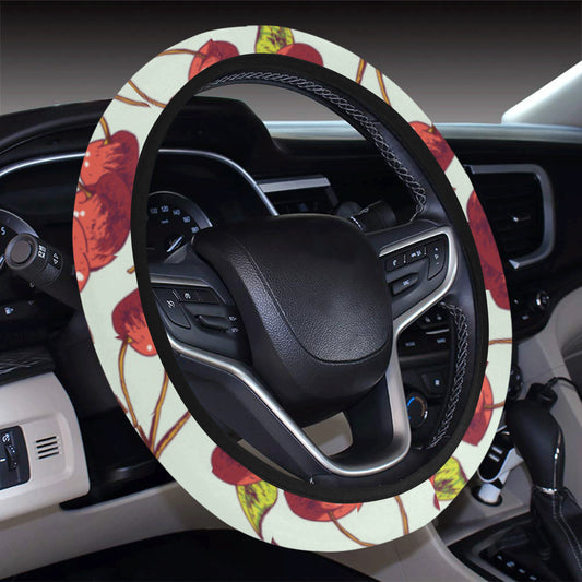 Cherry Hand Draw Steering Wheel Cover with Elastic Edge