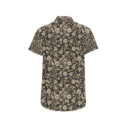 Brocade Pattern Print Design 03 Men's Short Sleeve Button Up Shirt