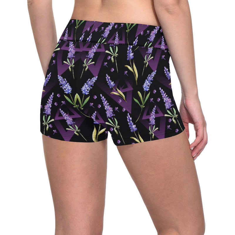 Lavender Pattern Print Design LV07 Yoga Shorts