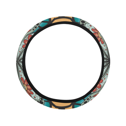 Mandala Pattern Print Design 01 Steering Wheel Cover with Elastic Edge